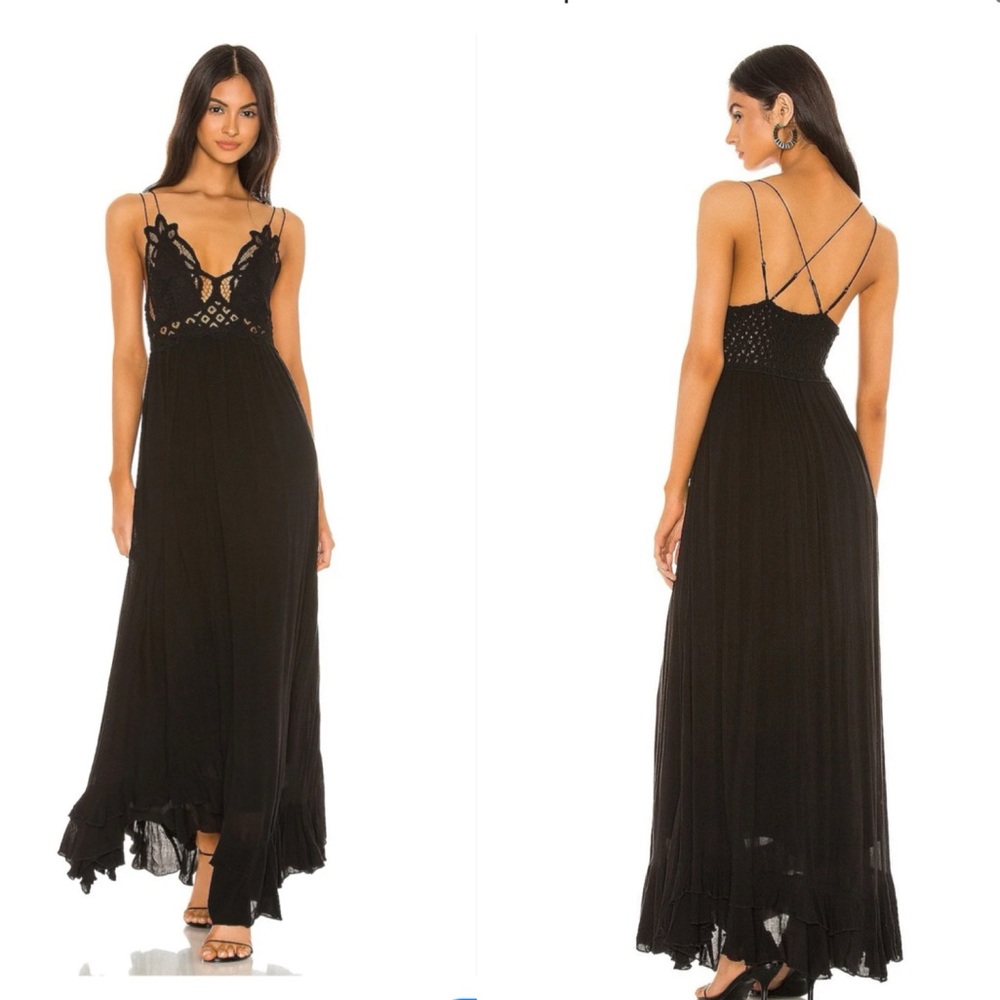 NEW Free People black lace Adella Maxi dress size XS